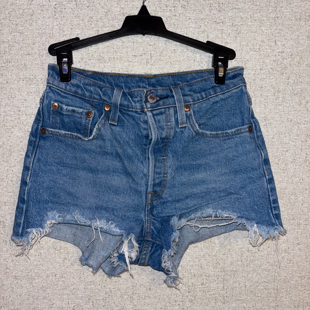 Trendy Distressed Blue Denim Shorts